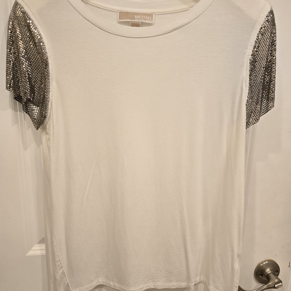Michael Kors White Tee with Silver Accents